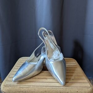 Elegant Silver Slingback Heels